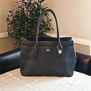 Black Coach Handbag/Satchel with gold hardware